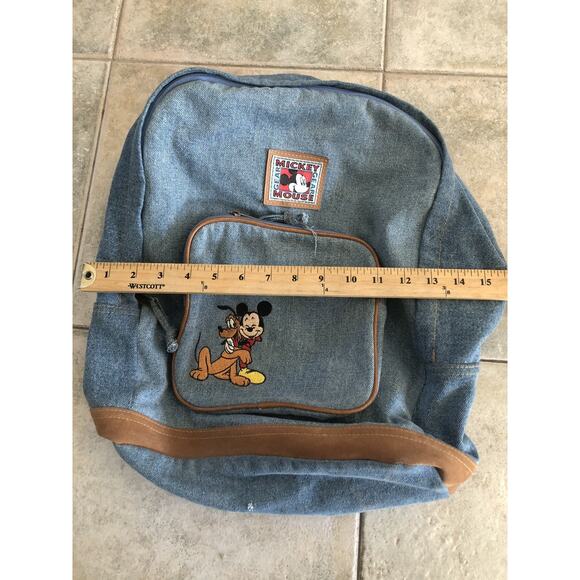 Vintage Slouchy Denim Backpack Mickey Gear Co Disney Mickey Mouse Embroidered , - Picture 7 of 9